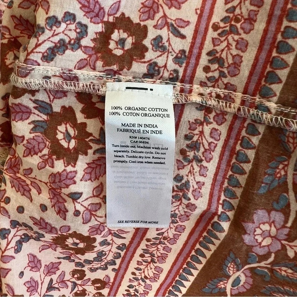 Faherty Orinda Earth Block Floral Print Tiered Maxi Dress Brown Pink Cream NWT - Picture 10 of 10